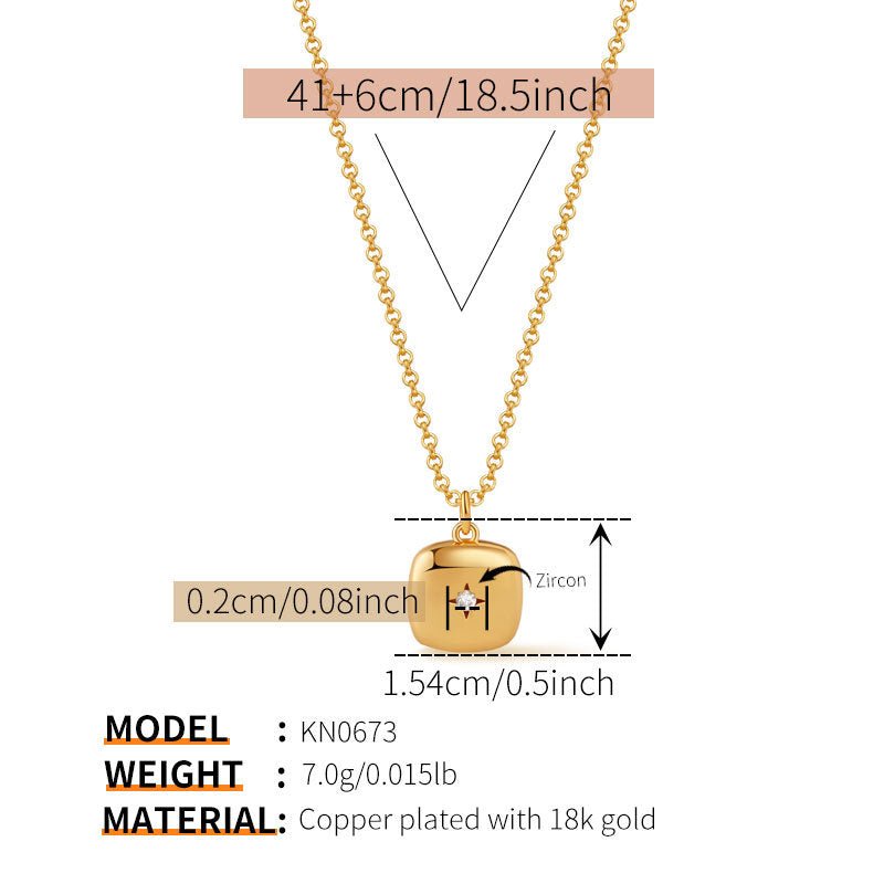 18K Gold Geometric Pendant Necklace - Shuling Jewelry