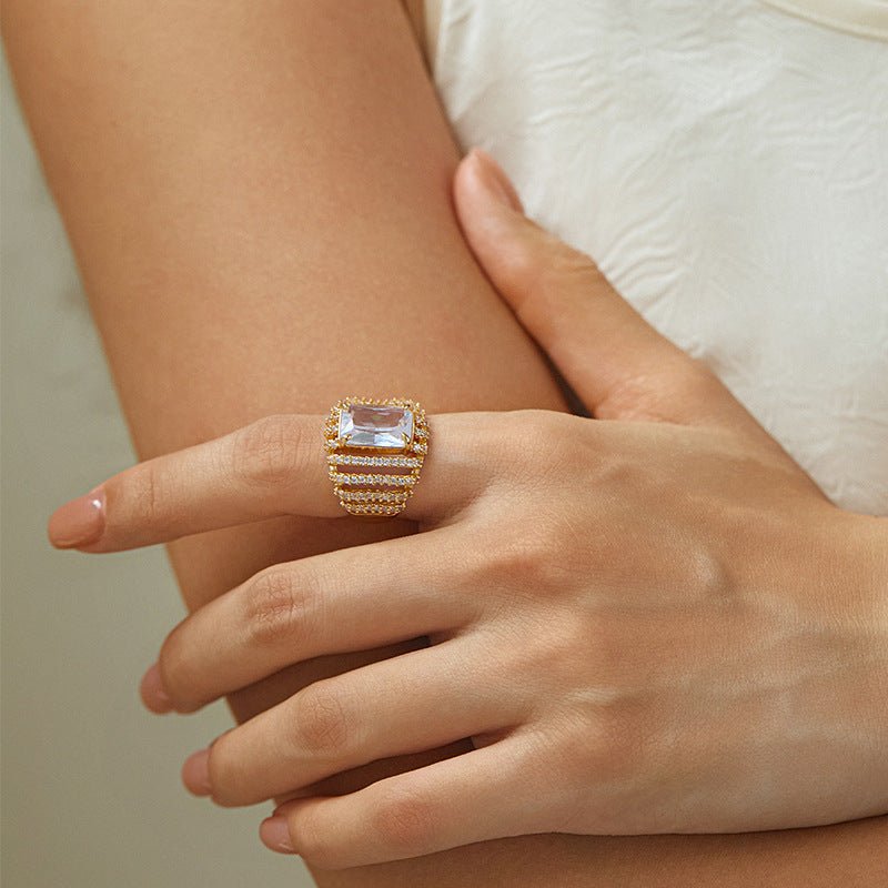 18K Gold Green Zircon Ring - Shuling Jewelry