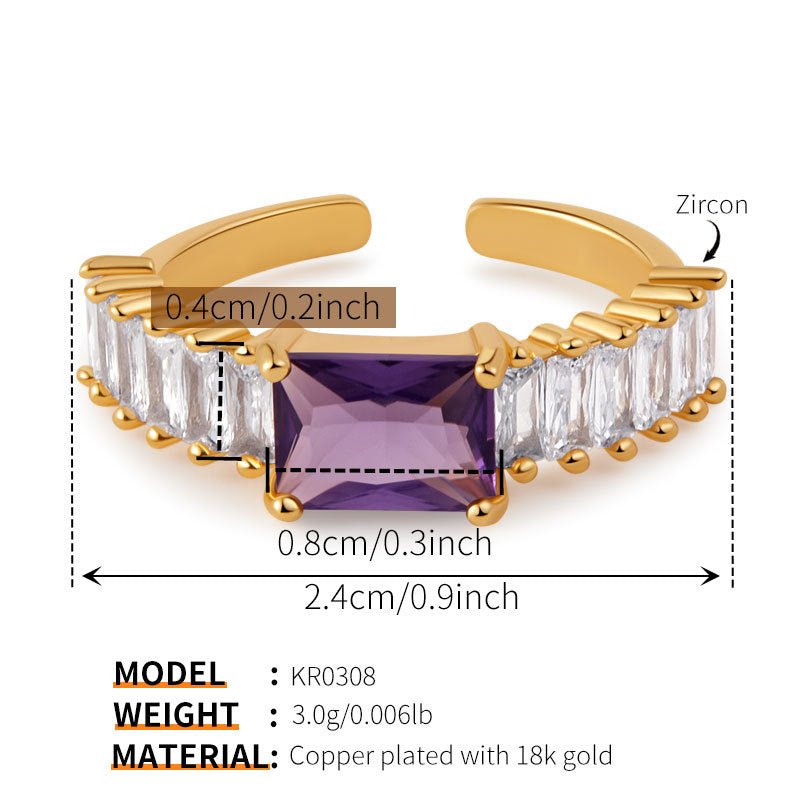 18K Gold Zircon Flower Rings - Shuling Jewelry