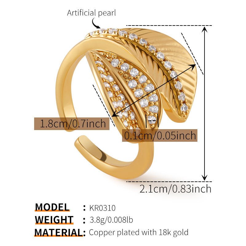 18K Gold Zircon Flower Rings - Shuling Jewelry