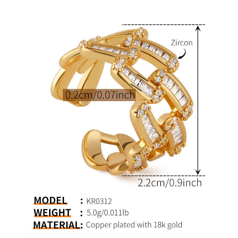 18K Gold Zircon Flower Rings - Shuling Jewelry