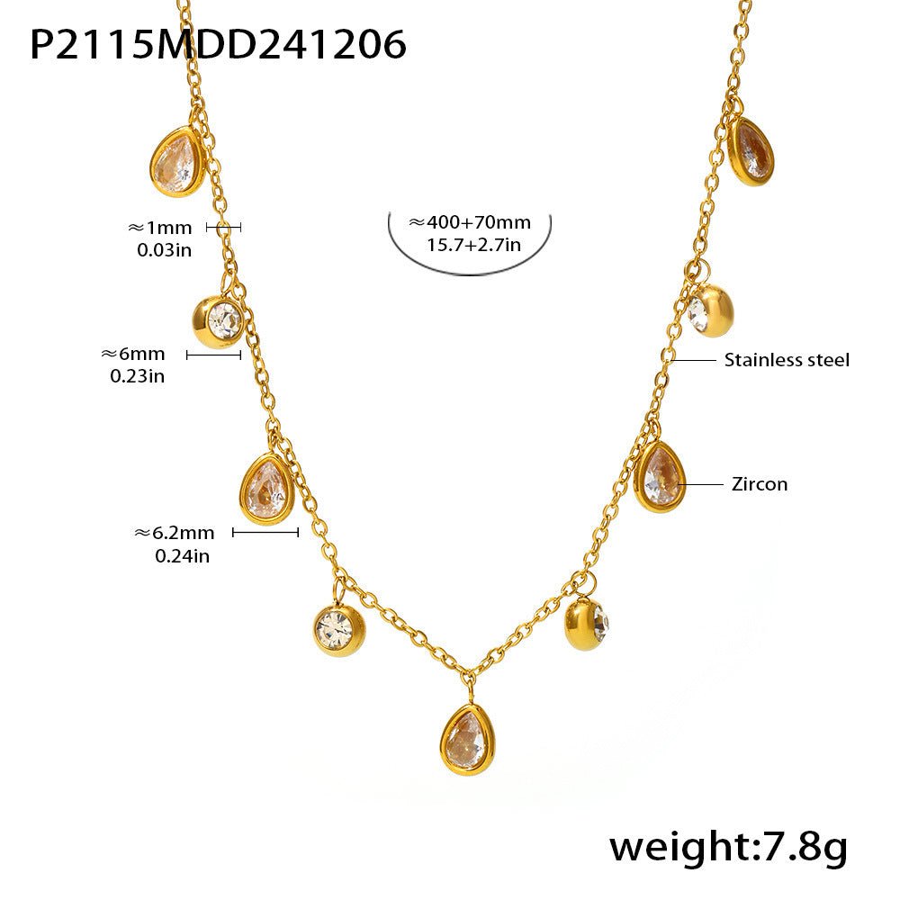 Teardrop Zircon Clavicle Necklace - Shuling Jewelry