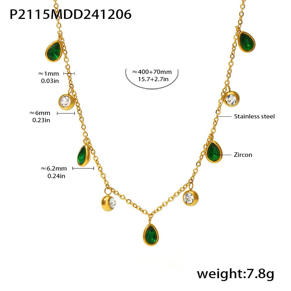 Teardrop Zircon Clavicle Necklace - Shuling Jewelry