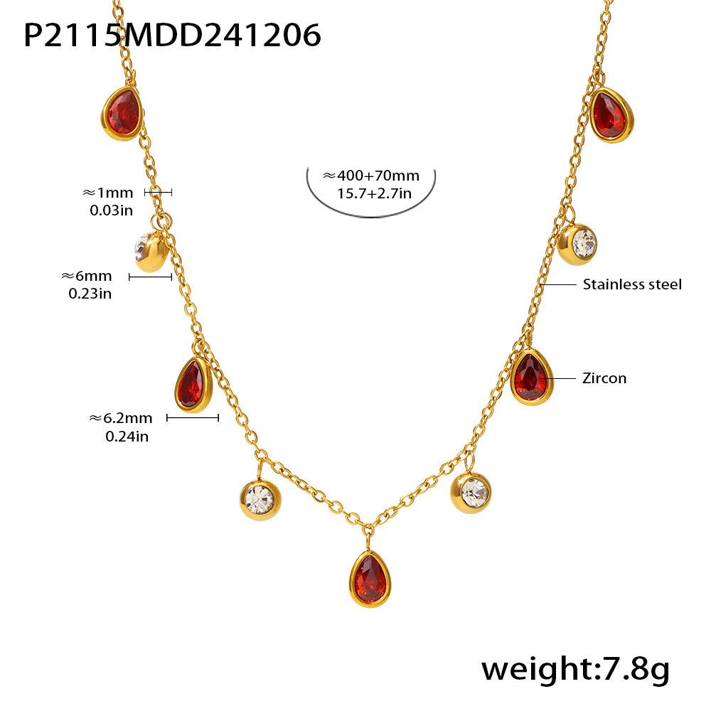 Teardrop Zircon Clavicle Necklace - Shuling Jewelry