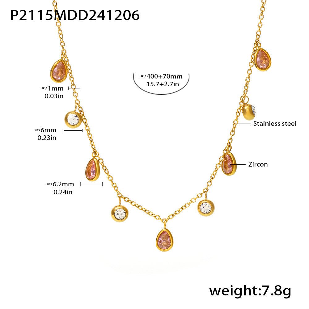 Teardrop Zircon Clavicle Necklace - Shuling Jewelry