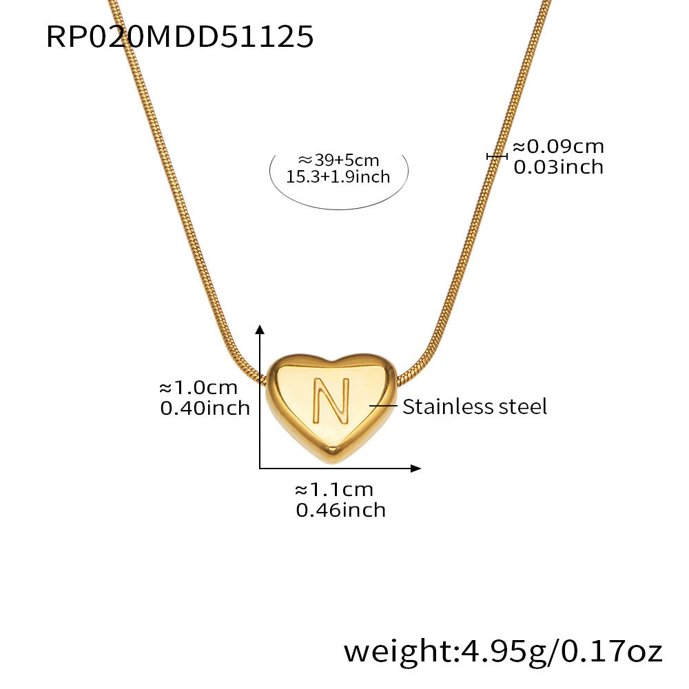 18K Gold Letter Heart Pendant Necklaces