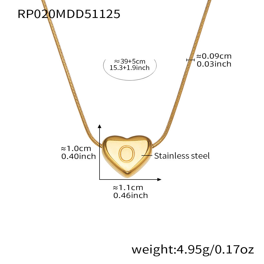 18K Gold Letter Heart Pendant Necklaces