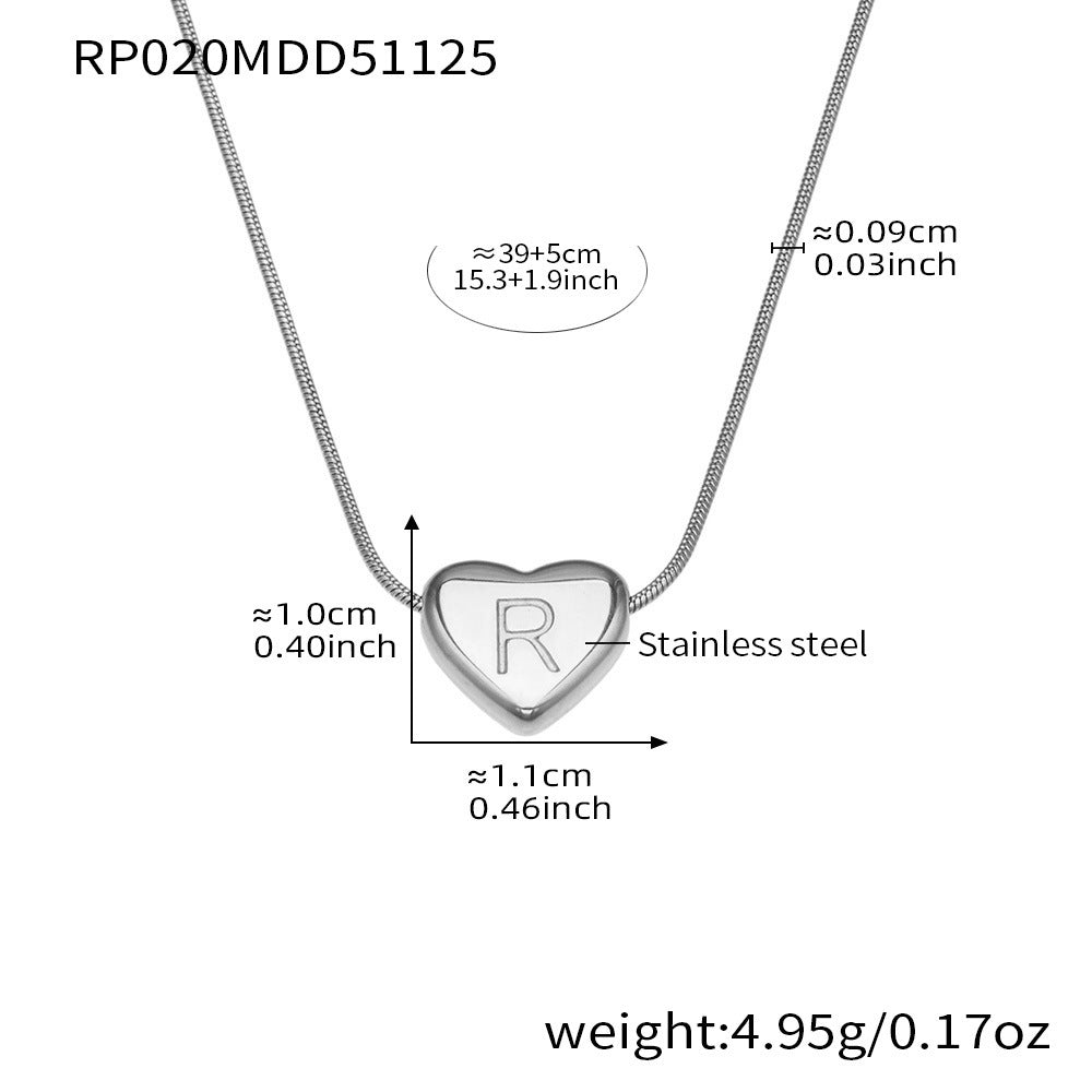 18K Gold Letter Heart Pendant Necklaces