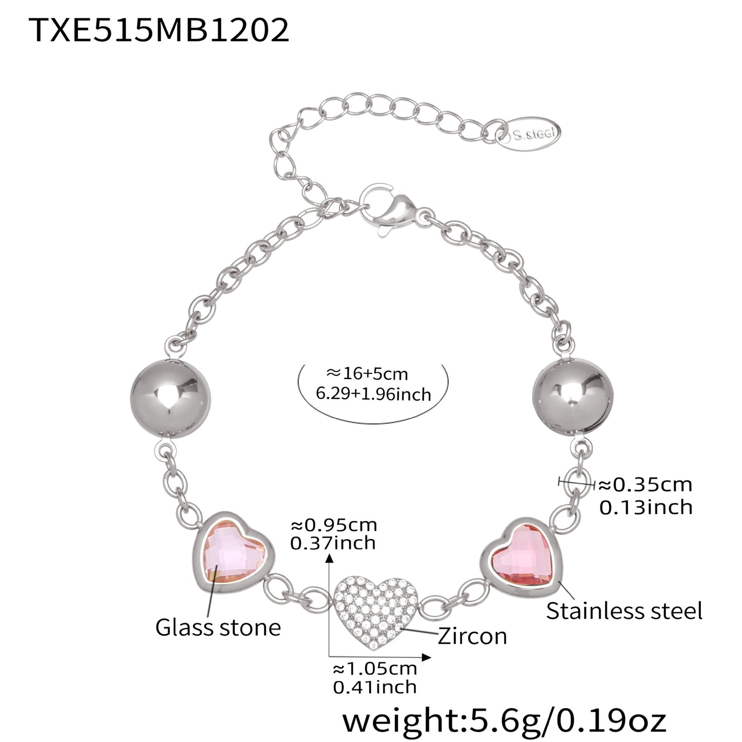 silvery heart bracelet