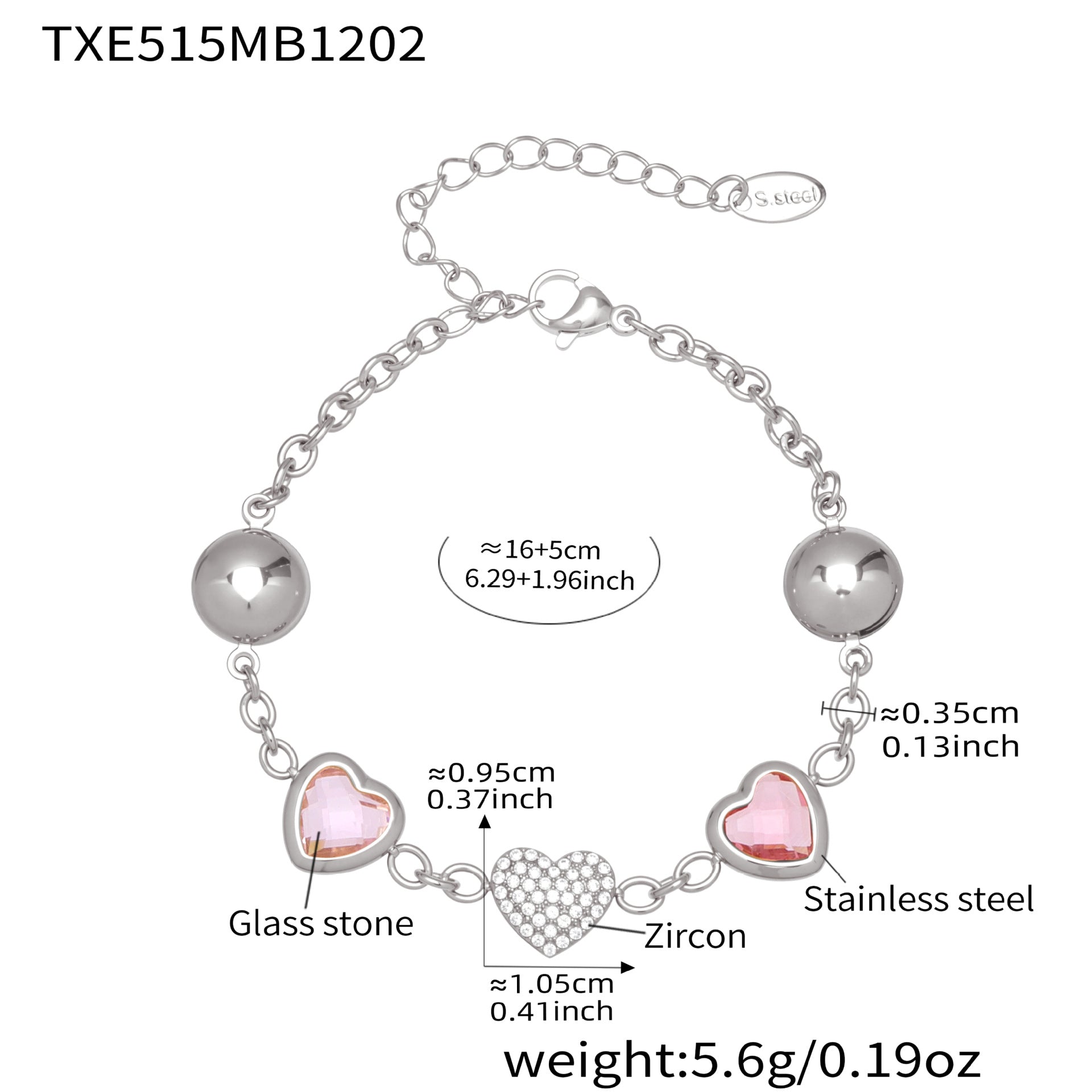 silvery heart bracelet