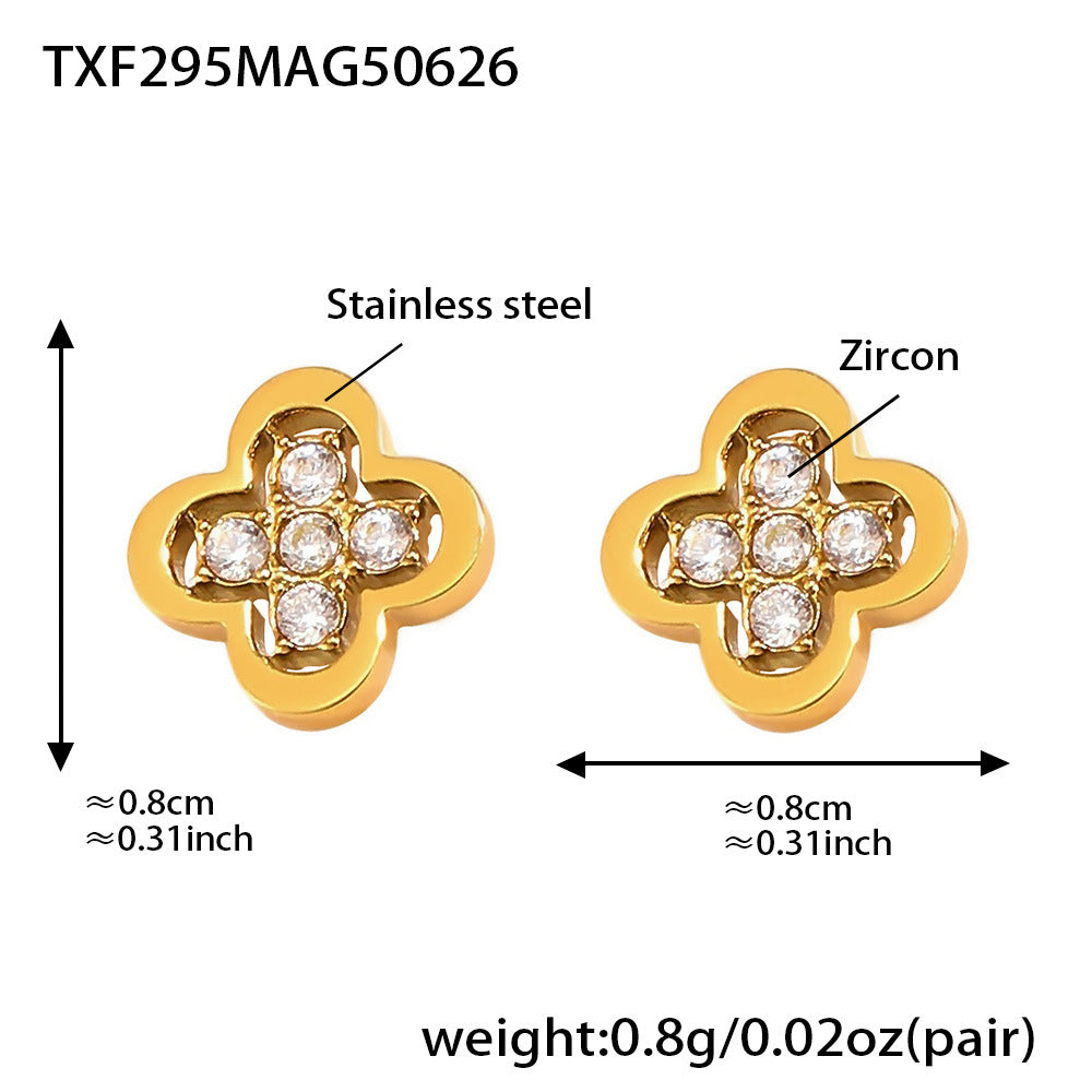 Four-Leaf Clover Crystal Necklace & Earrings Set